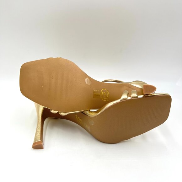 Chinese Laundry Womens Size 8 Gold Vegan Leather Dress‎ Sandals Heels Shoes - Picture 10 of 15